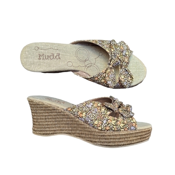 Mudd Y2K Emma Floral Chunky Wedge Sandals, Size 8.5 - Picture 1 of 11